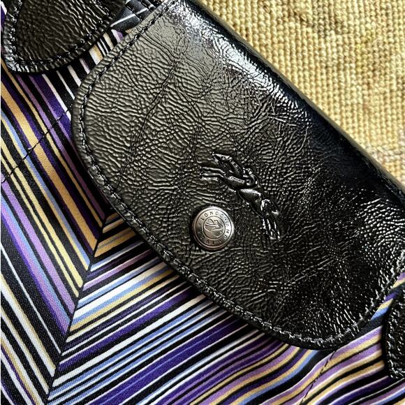 Longchamp Medium Tote Bag Purple Geometric Pattern - Picture 2 of 6